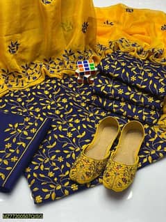 4 PCs Woman's unstitched cotton embroidered suit