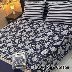 3 PCs cotton cotton printed Double bedsheet