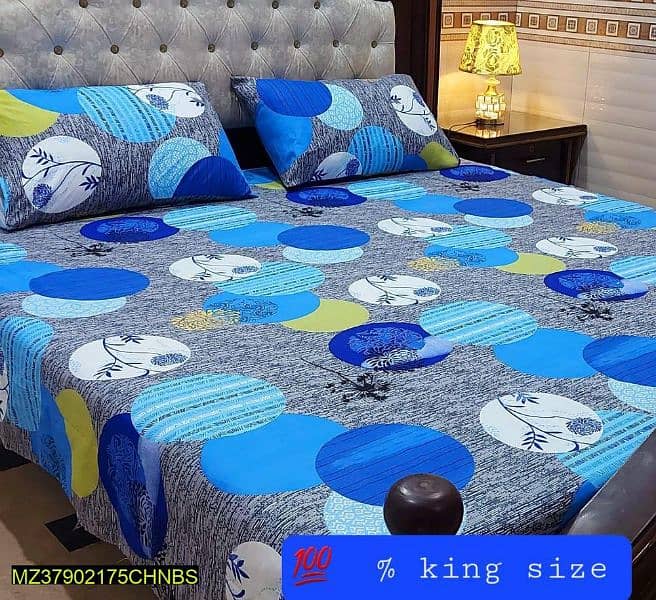 3 Pcs Crystal Cotton Printed Double Bedsheets 7