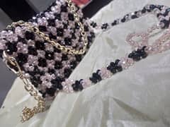 luxury beaded handmade bags, Korean style luxury hand bags, trendy bag