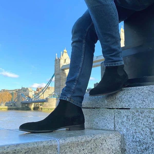 Black suede leather Chelsea boots for sale 0