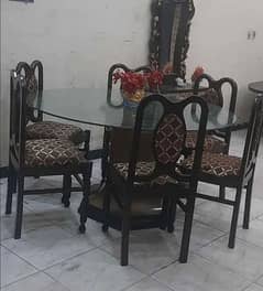 Glass cover Dining Table with 6 chairs 0