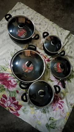 4 baray  degchia 1 fry pan non stick cooking set cheap price 0