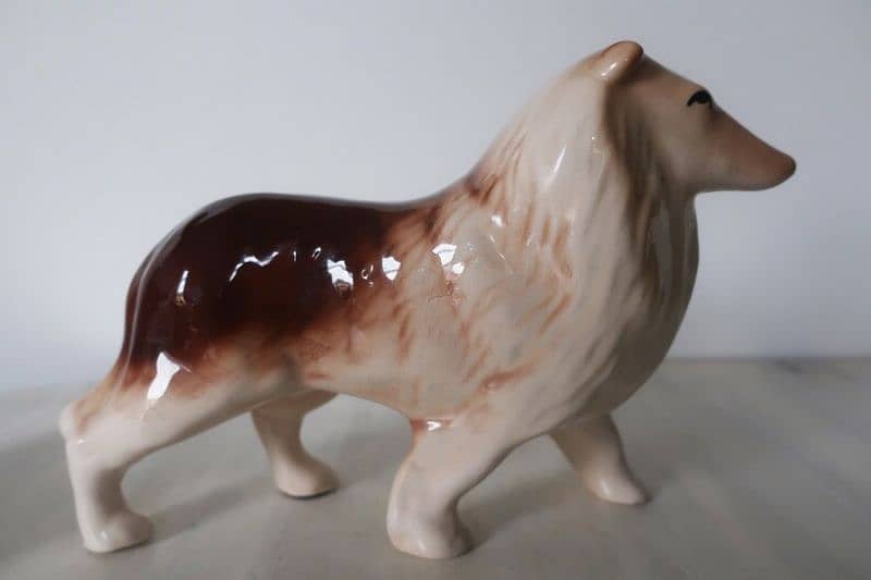 Vintage Large Ceramic Collie Dog Figurine from the 1950s Rare Find 1