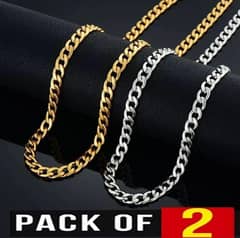 Men's stainless steel chain pack of 2