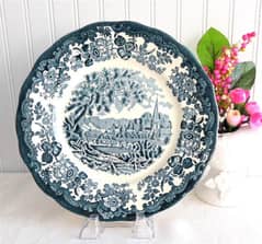 Palissy Avon Scenes Teal Transferware England 1970s 9.75 Inches