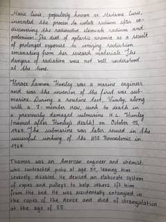 Hand writting assignment work