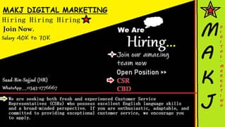 We are hiring fresh and experienced both males and females.