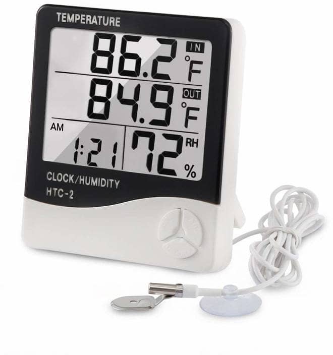 Digital Temperature Meter Humidity Meter With Clock HTC-2 HTC 2 HYGRO 1