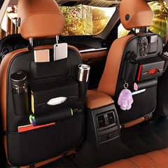 Back Seat Organizer In Leather 1 piece - Black