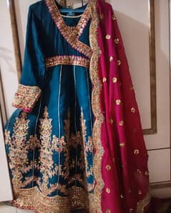 angrakha frock with chiffon dupatta