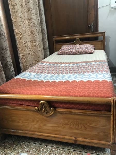 Hardwood Pine Cherry Single Bed with graceful finish, 4