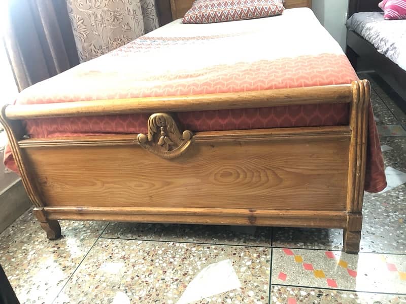 Hardwood Pine Cherry Single Bed with graceful finish, 5