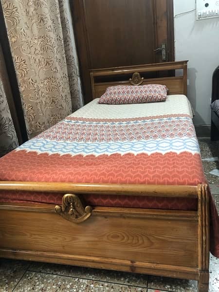 Hardwood Pine Cherry Single Bed with graceful finish, 2