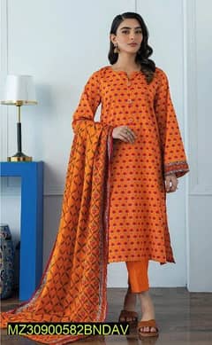 3 PCs women unstitched khaddar suit