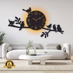 Sparrow Design Laminated Wall Clock With BlackLight