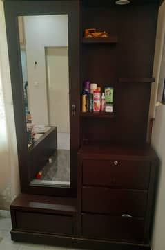 Dressing table (mirror, drawers and cabinet)