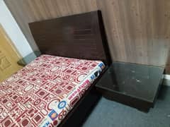 queen size double bed with side tables with mattress