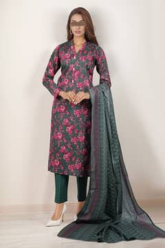 Unstitched Printed Lawn 3 Piece. (Brand saya)