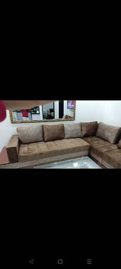 L SHAPED 7 SEATER LOUNGE SOFA