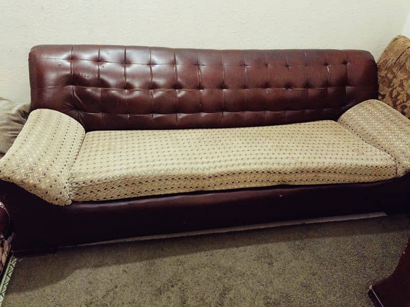 Solid wooden & Leather sofa 1