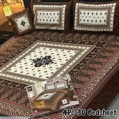 4 Pcs Crystal Cotton Printed Double Bedsheet 0