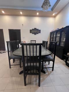 Dining Table Pure Wood with 8 Chairs