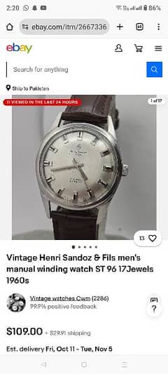 Antique Henri Sandonz vintage Swiss watch Seiko 5 Camy Rolex west end