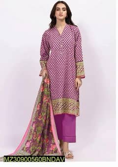 3 Pcs Women’s Unstitched Khaddar Printed Suit