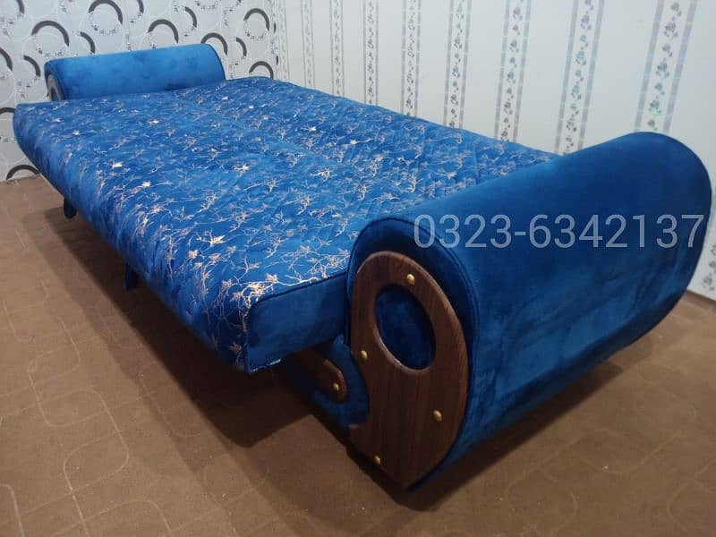 Sofa Combed New Blue Print Velvet Fabric | Sofa Cum Bed Sofa Set 6