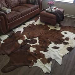 Naturally COWHIDE LEATHER RUGS TRICOLOR COW HIDE SKIN CARPET AREA