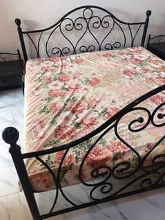 Bed with mattress and side tables for urgent sale 0