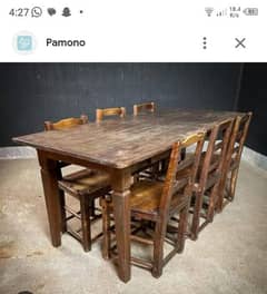 eight seater old dining table