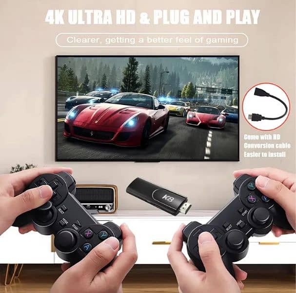 K8 Game Stick with Dual 2.4G Wireless Gamepad Support 4K HD Output 4