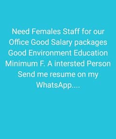 Males and Females Staff Required