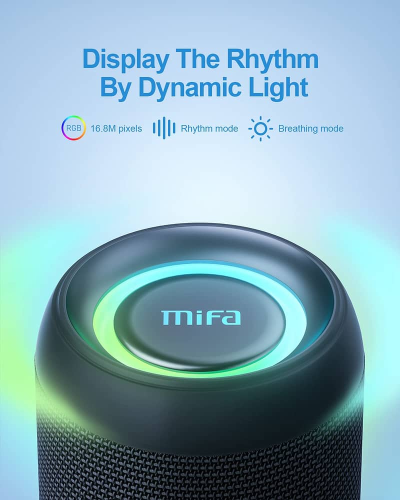 MIFA Bluetooth Wireless Speaker, HD Bass With RGB lights, Carrying Bag 4