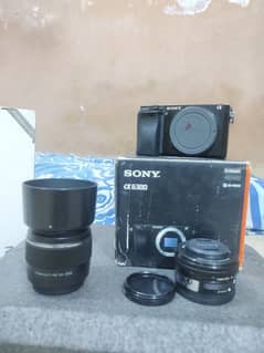 Sony a6300 camera with two lenses