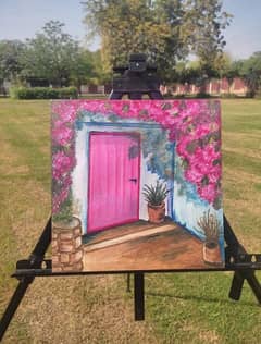 pink canvas painting