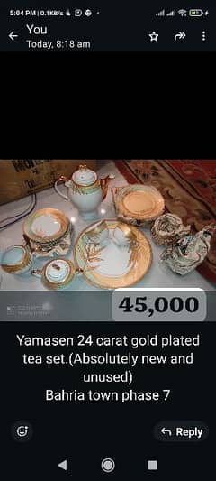 yamasen 24 carat gold tea set (vintage)