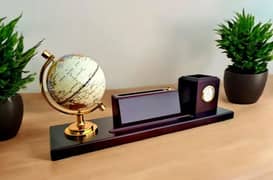 Wooden pen stand Organiser with Globe