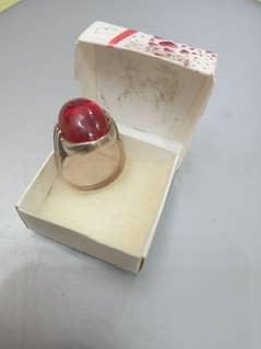 Yaqoot Ruby Chandi Silver Ring