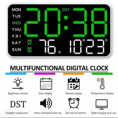 Voice Control Alarm wall Clock USB Powered LED Digital Clocks Te