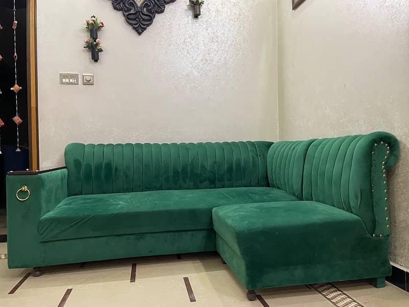 L Shaped Velvet Sofa 1