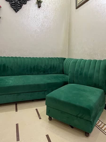 L Shaped Velvet Sofa 2