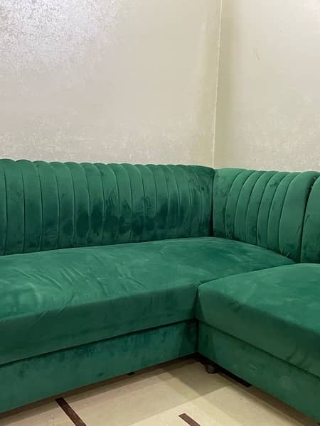 L Shaped Velvet Sofa 4