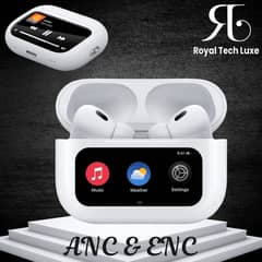 Airpods Pro 2 ANC, ENC with Touch Digital Screen A9 pro (Earbuds, dots