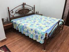 Iron bed set with mattress, two corners and dressing table.