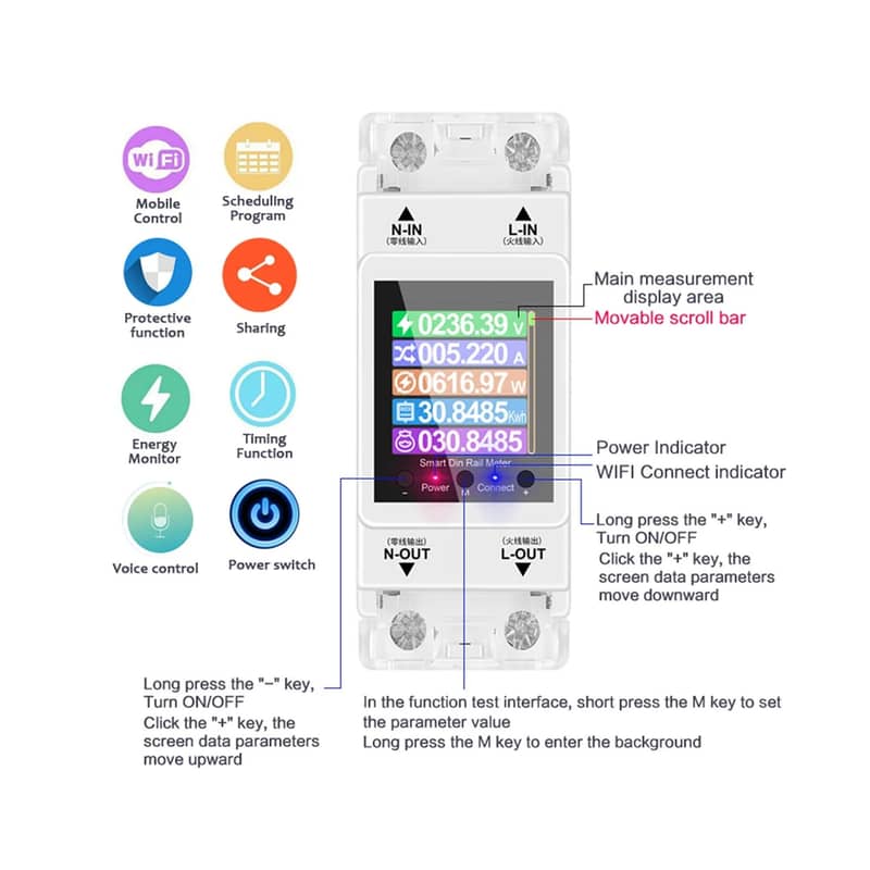 Atorch AT2PW Wifi Energy Meter Power consumption Tuya smartlif Breaker 1