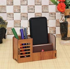 Wooden Desk Phone | Visiting Card | Pen Holder Organizer