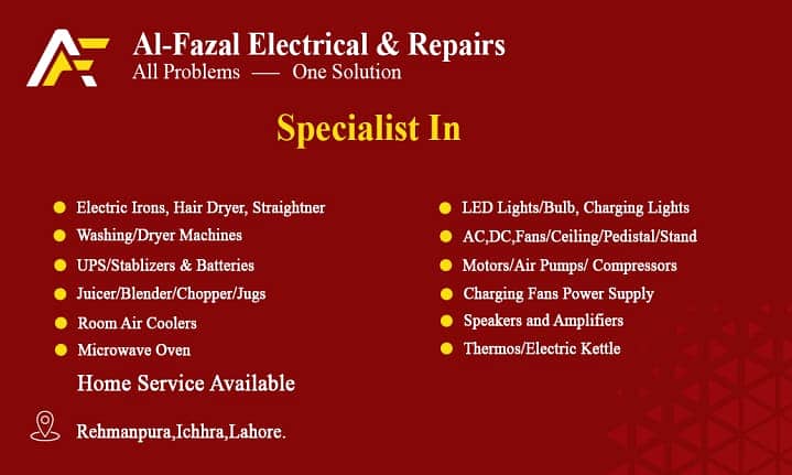 Room Coolers/Microwave/Electrician Service/Home Appliances Repairing 1